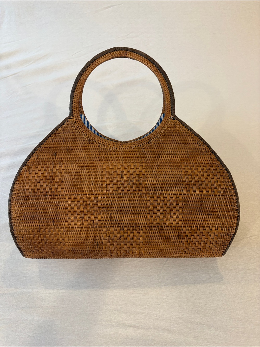 Anthropologie Woven Rattan Tote with Round Handles